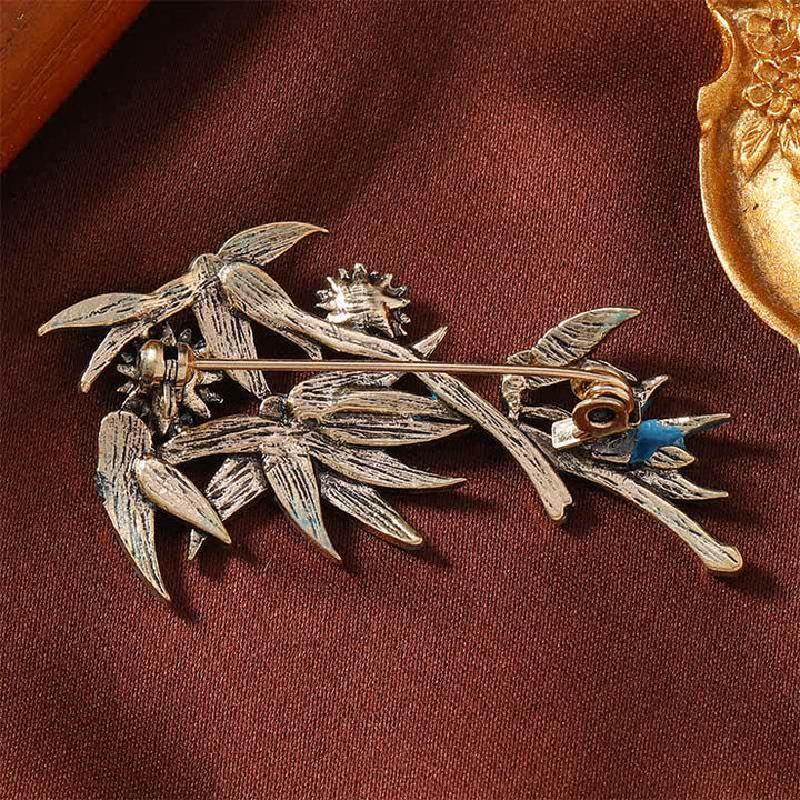 Buddha Stones Cloisonné emaille blauwe bamboe elegante Broche - image 4