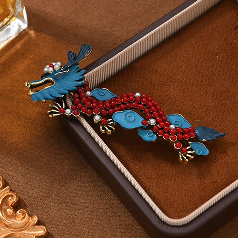 Buddha Stones Blauwe draak rode turkoois Broche - image 1