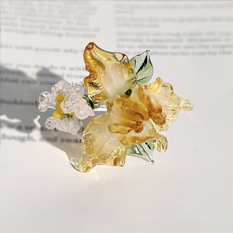 Buddha Stones Liuli Iris Bloem Ring - Geel (17 mm) (Kleur, vorm en Maat kunnen variëren) - image 4