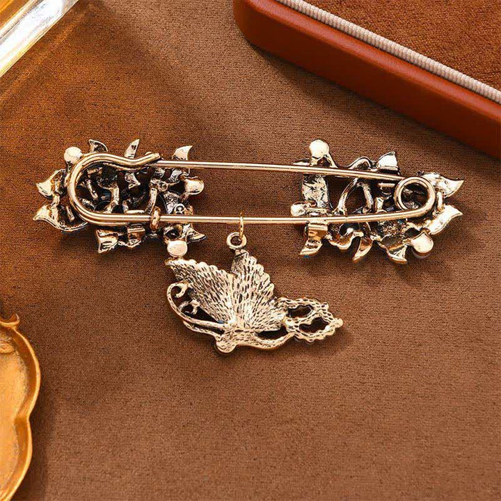Buddha Stones Cloisonné emaille Koi vis vlinder parel voorspoed Broche - image 4