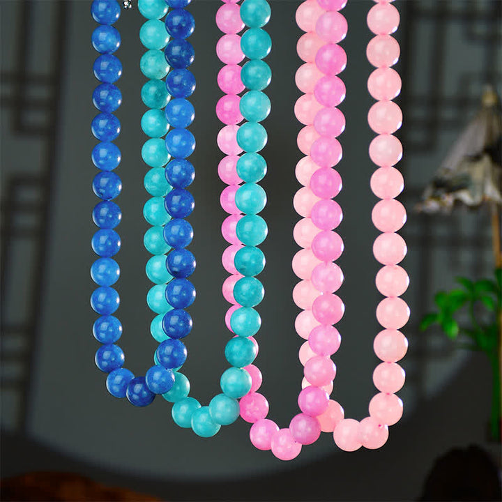 Buddha Stones 12mm natuurlijke aquamarijn toermalijn kristallen helende Ketting - image 18