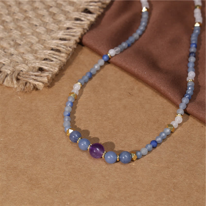 Buddha Stones Natuurlijke blauwe aventurijn witte jade kraal rustgevende Ketting - image 3