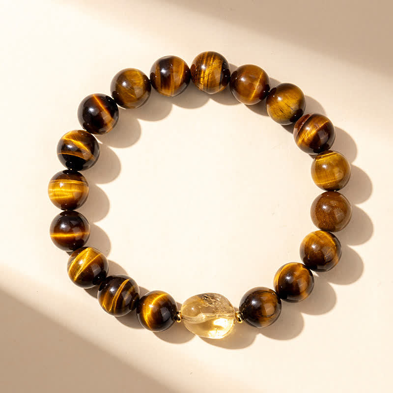 Buddha Stones 10mm natuurlijke tijgeroog citrien kraal Armband - image 1