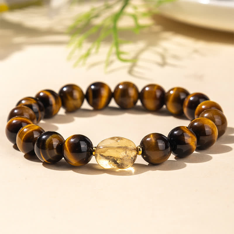 Buddha Stones 10mm natuurlijke tijgeroog citrien kraal Armband - Tijgeroog (Polsomtrek: 16-17 cm) - image 0