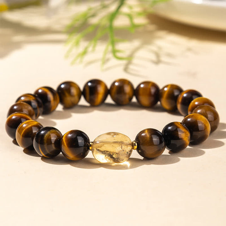 Buddha Stones 10mm natuurlijke tijgeroog citrien kraal Armband - Tijgeroog (Polsomtrek: 16-17 cm) - image 0