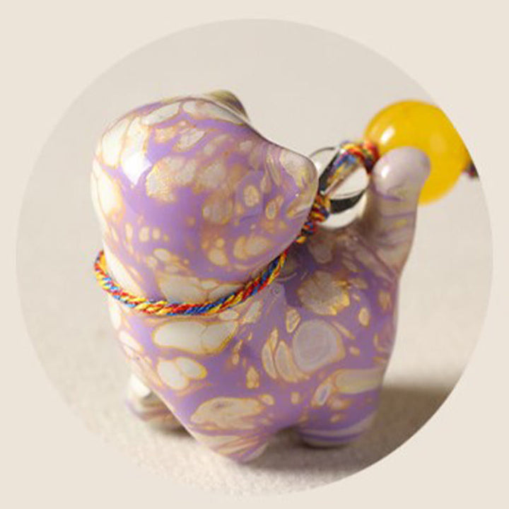 Buddha Stones Mini schattige kat sleutelhanger van ebbenhout met lakafwerking - image 10