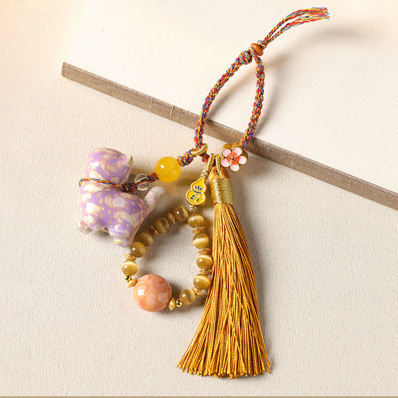 Buddha Stones Mini schattige kat sleutelhanger van ebbenhout met lakafwerking - Kat op zoek naar boven (kleur willekeurig) - image 7