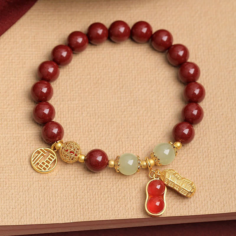 Buddha Stones Natuurlijke Cinnaber Fu Karakter Pinda Goede Dingen Gebeuren Armband - image 1