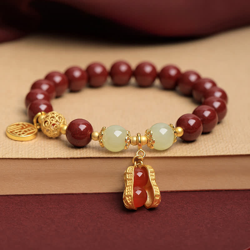 Buddha Stones Natuurlijke Cinnaber Fu Karakter Pinda Goede Dingen Gebeuren Armband - image 2