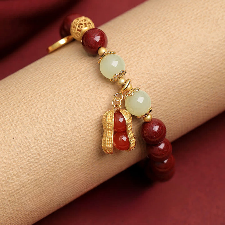 Buddha Stones Natuurlijke Cinnaber Fu Karakter Pinda Goede Dingen Gebeuren Armband - image 3