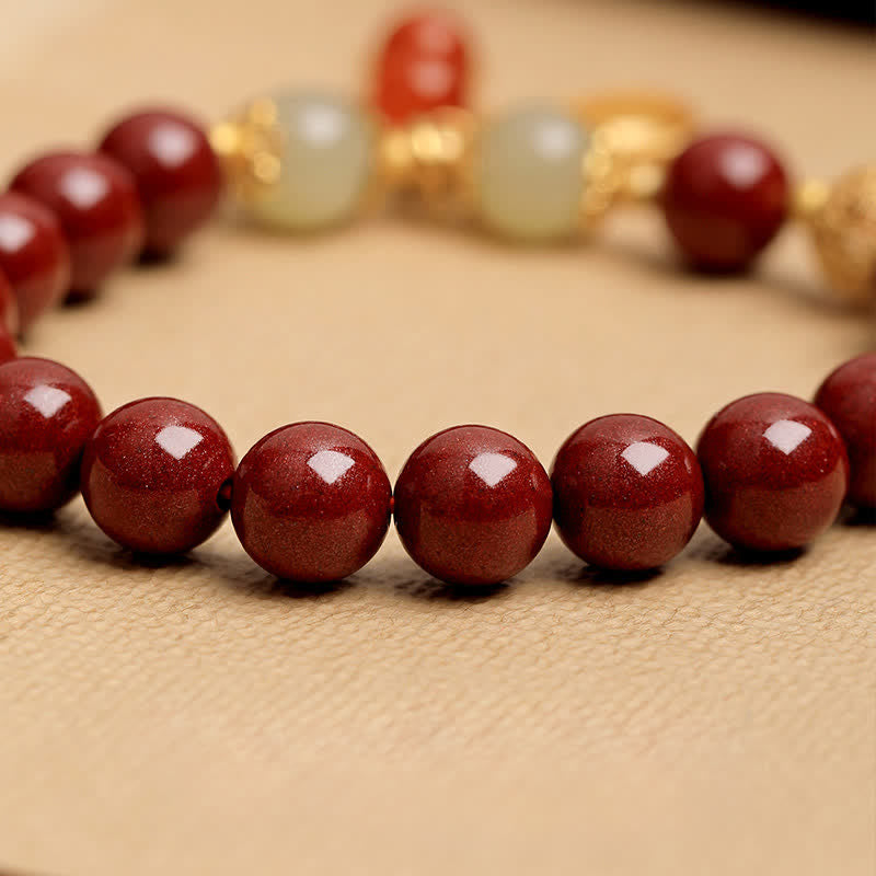Buddha Stones Natuurlijke Cinnaber Fu Karakter Pinda Goede Dingen Gebeuren Armband - image 4