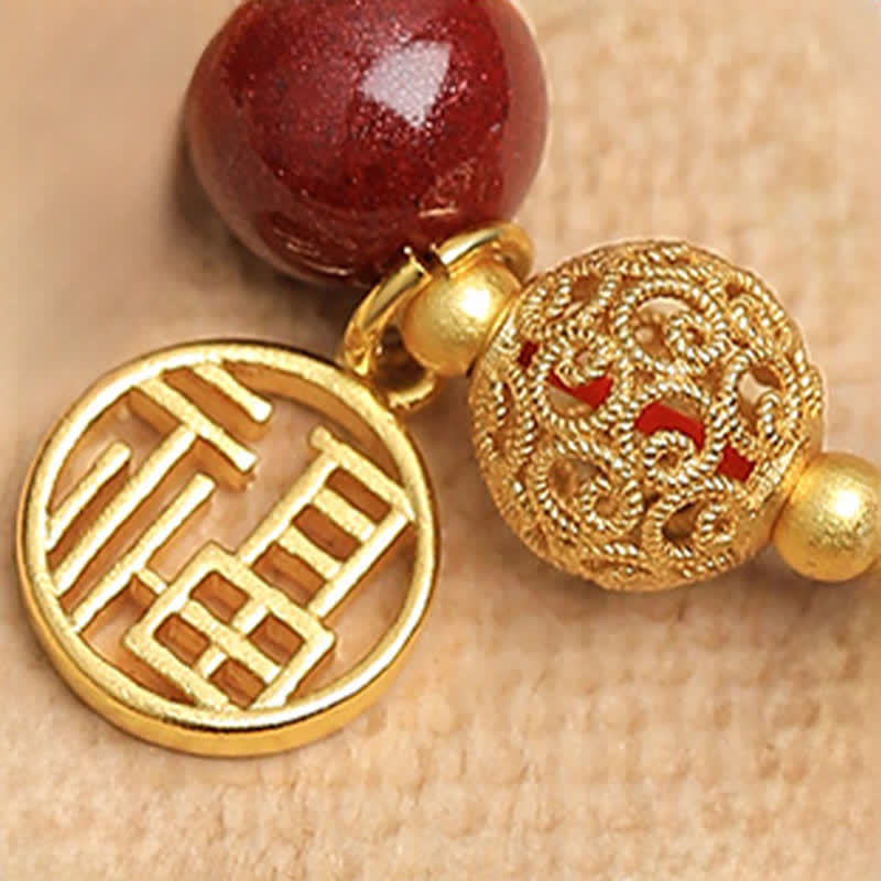 Buddha Stones Natuurlijke Cinnaber Fu Karakter Pinda Goede Dingen Gebeuren Armband - image 8