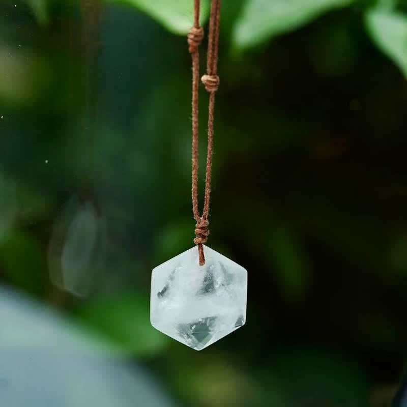 Buddha Stones Ster van David, gegraveerd met helder kwarts, Indiase agaat en amethist, helende Ketting - Helder kwarts - image 0