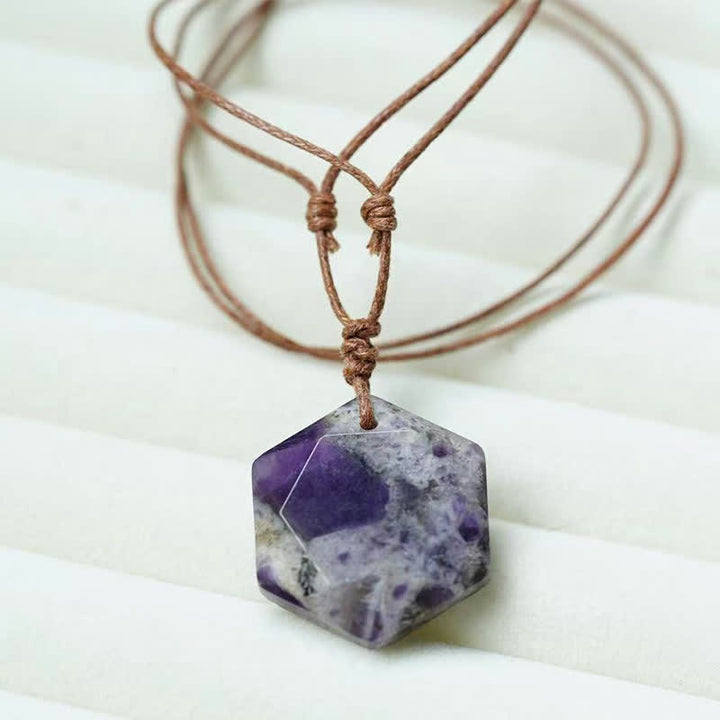 Buddha Stones Ster van David, gegraveerd met helder kwarts, Indiase agaat en amethist, helende Ketting - Amethist - image 5