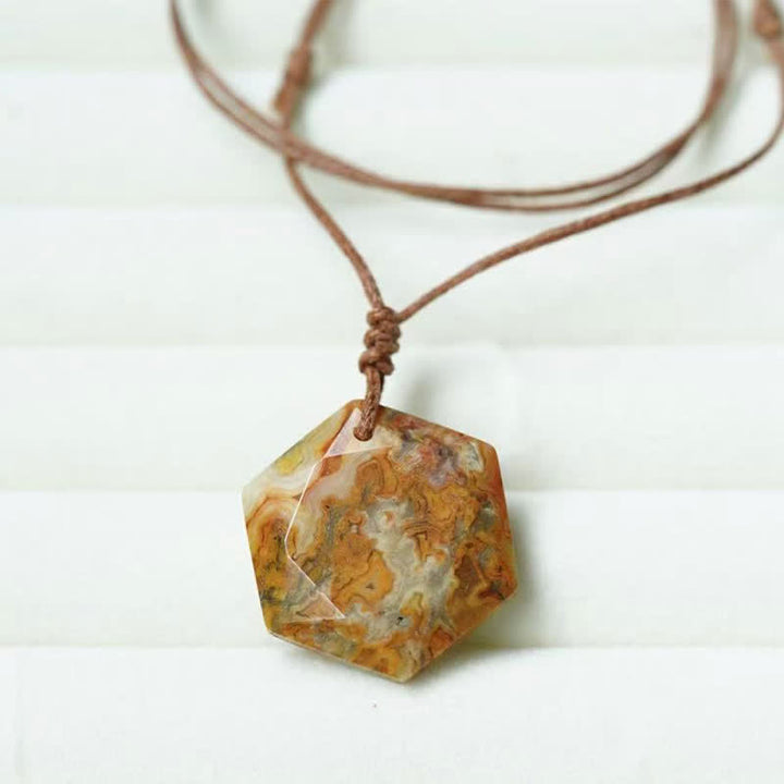 Buddha Stones Ster van David, gegraveerd met helder kwarts, Indiase agaat en amethist, helende Ketting - Crazy Lace Agaat - image 9
