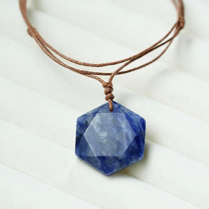 Buddha Stones Ster van David, gegraveerd met helder kwarts, Indiase agaat en amethist, helende Ketting - Sodaliet - image 7