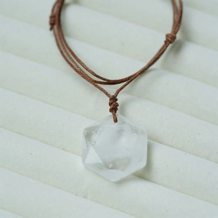 Buddha Stones Ster van David, gegraveerd met helder kwarts, Indiase agaat en amethist, helende Ketting - image 2