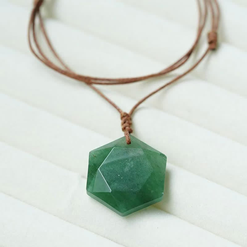 Buddha Stones Ster van David, gegraveerd met helder kwarts, Indiase agaat en amethist, helende Ketting - Groene aventurijn - image 10