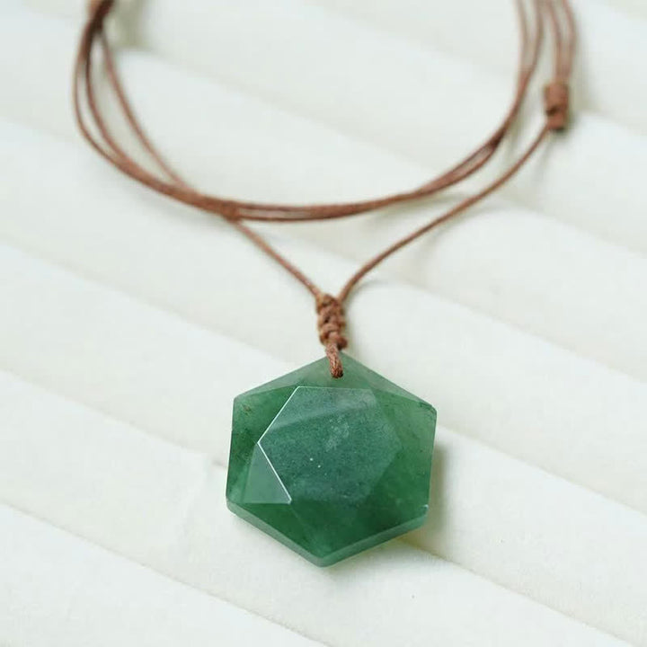 Buddha Stones Ster van David, gegraveerd met helder kwarts, Indiase agaat en amethist, helende Ketting - Groene aventurijn - image 10