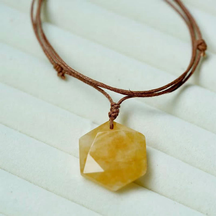 Buddha Stones Ster van David, gegraveerd met helder kwarts, Indiase agaat en amethist, helende Ketting - Gele aventurijn - image 26