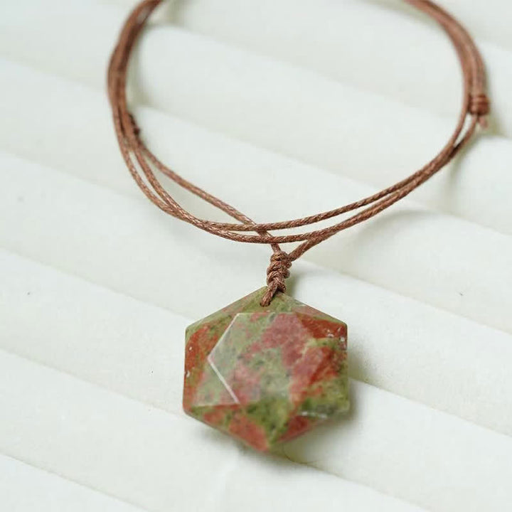 Buddha Stones Ster van David, gegraveerd met helder kwarts, Indiase agaat en amethist, helende Ketting - Unakiet - image 24