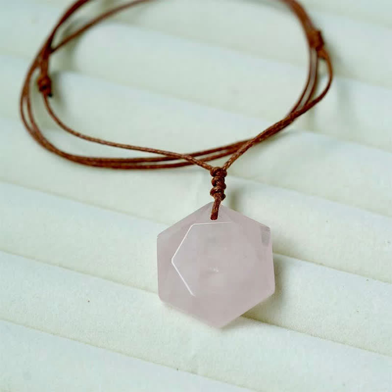 Buddha Stones Ster van David, gegraveerd met helder kwarts, Indiase agaat en amethist, helende Ketting - Rozenkwarts - image 18