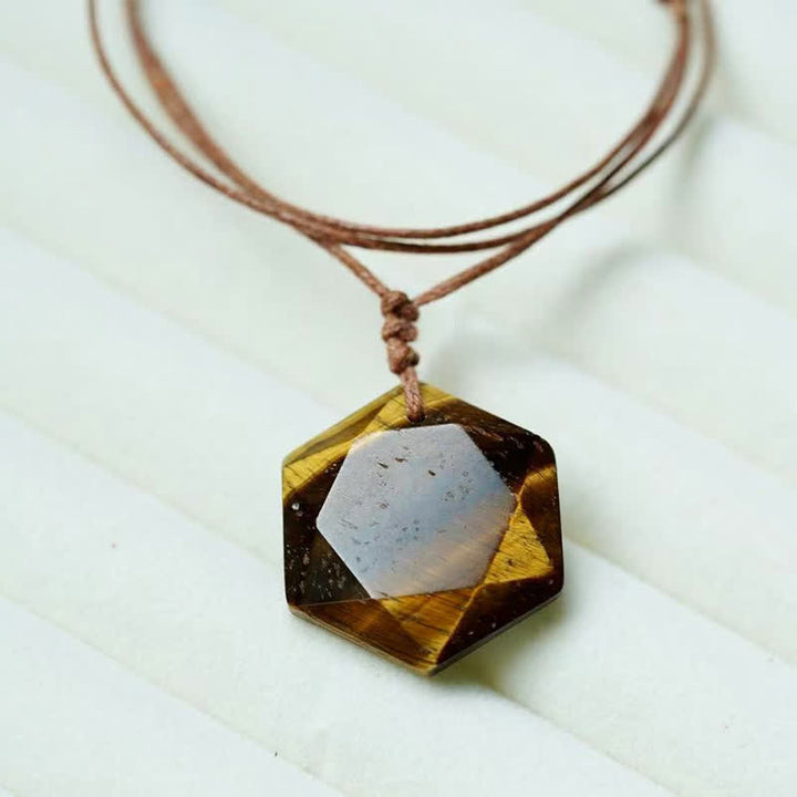 Buddha Stones Ster van David, gegraveerd met helder kwarts, Indiase agaat en amethist, helende Ketting - Tijgeroog - image 22