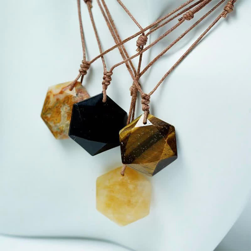 Buddha Stones Ster van David, gegraveerd met helder kwarts, Indiase agaat en amethist, helende Ketting - image 31