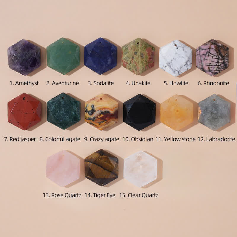 Buddha Stones Ster van David, gegraveerd met helder kwarts, Indiase agaat en amethist, helende Ketting - image 32