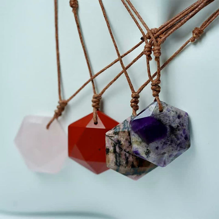 Buddha Stones Ster van David, gegraveerd met helder kwarts, Indiase agaat en amethist, helende Ketting - image 30