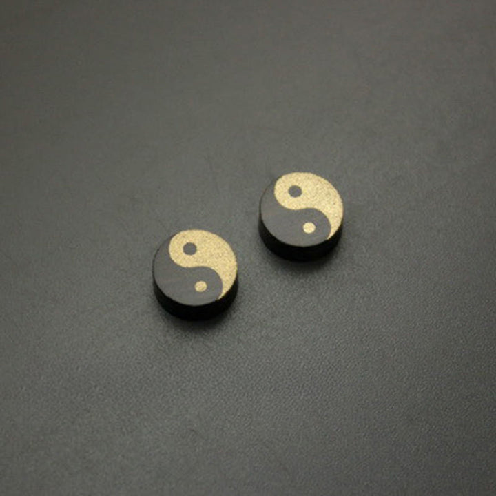 Buddha Stones Oorbellen met Yin Yang-balans van ebbenhout - image 2