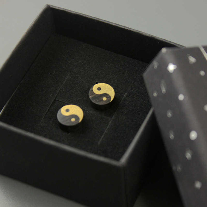 Buddha Stones Oorbellen met Yin Yang-balans van ebbenhout - image 13