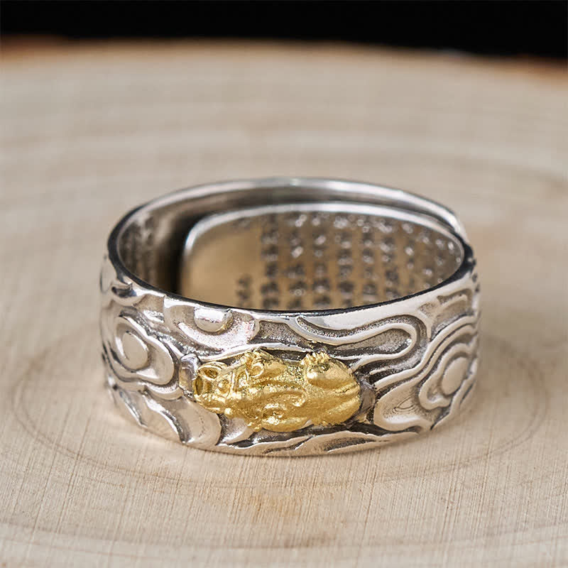 Buddha Stones PiXiu Hart Sutra Koperen Verstelbare Rijkdom Ring - image 3