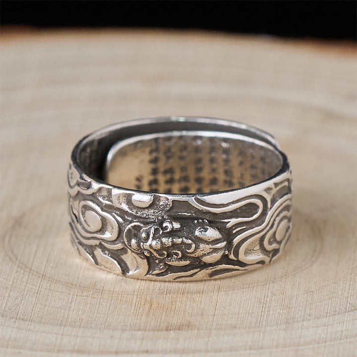 Buddha Stones PiXiu Hart Sutra Koperen Verstelbare Rijkdom Ring - image 10