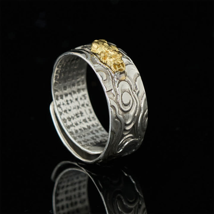 Buddha Stones PiXiu Hart Sutra Koperen Verstelbare Rijkdom Ring - image 1