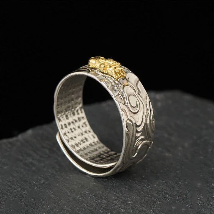 Buddha Stones PiXiu Hart Sutra Koperen Verstelbare Rijkdom Ring - image 2