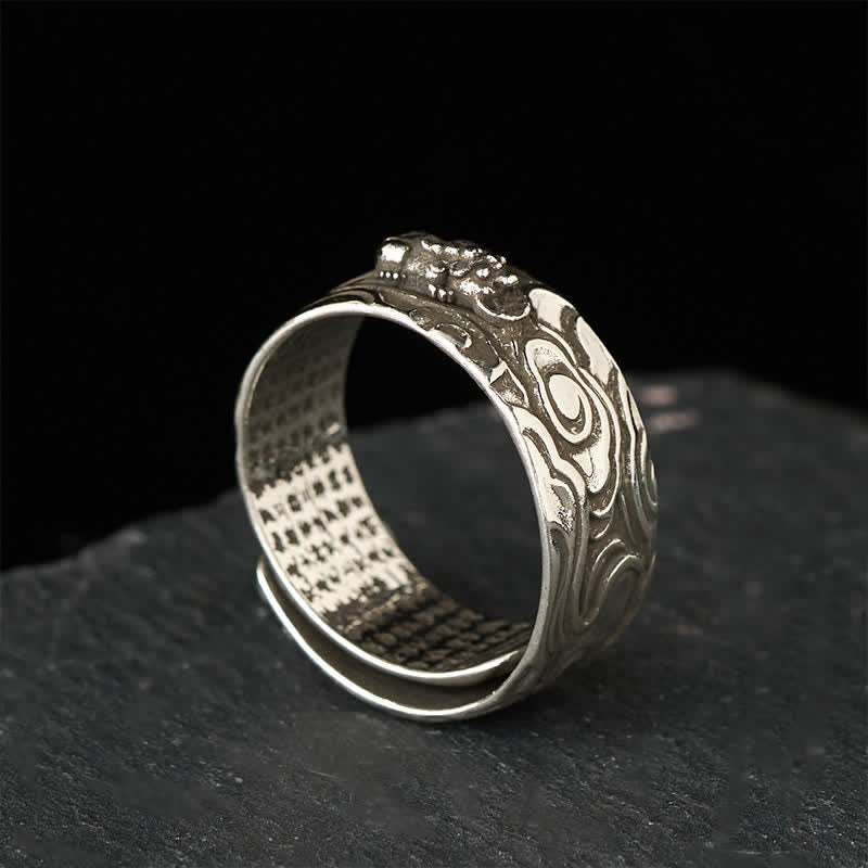 Buddha Stones PiXiu Hart Sutra Koperen Verstelbare Rijkdom Ring - image 9