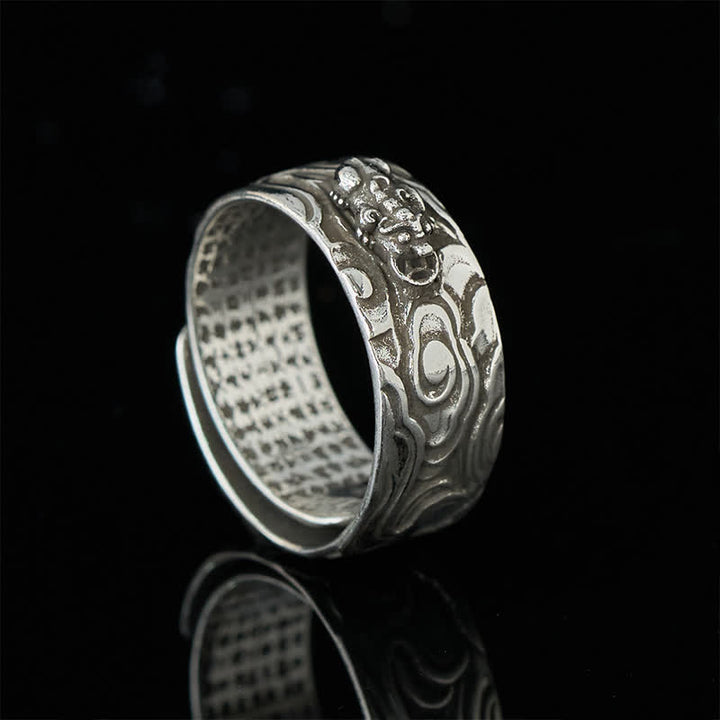 Buddha Stones PiXiu Hart Sutra Koperen Verstelbare Rijkdom Ring - image 8