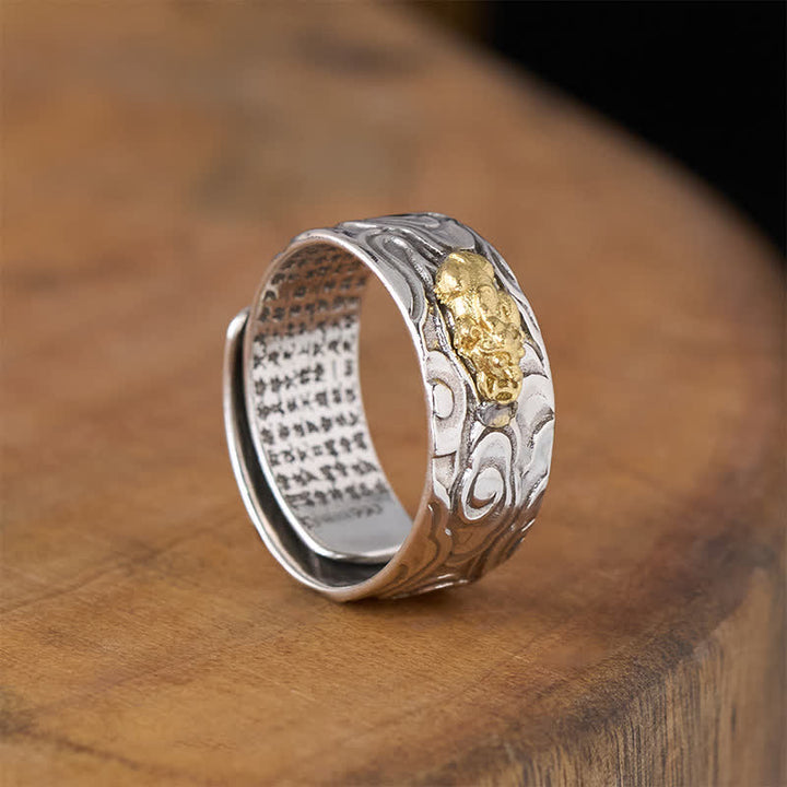 Buddha Stones PiXiu Hart Sutra Koperen Verstelbare Rijkdom Ring - image 4