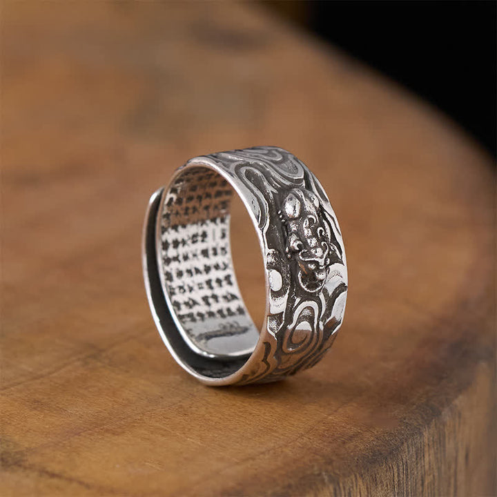 Buddha Stones PiXiu Hart Sutra Koperen Verstelbare Rijkdom Ring - image 11