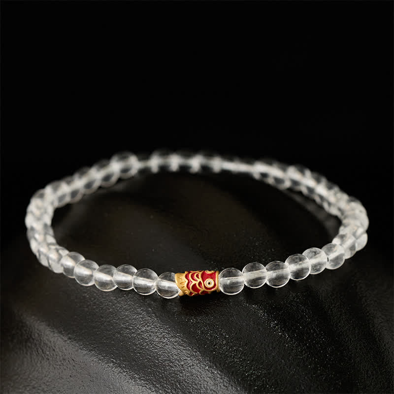 Buddha Stones Natuurlijke heldere kwarts 925 sterling zilveren Armband met koi-vismotief voor helende doeleinden - Helder kwarts (Polsomtrek: 14-15 cm) - image 0