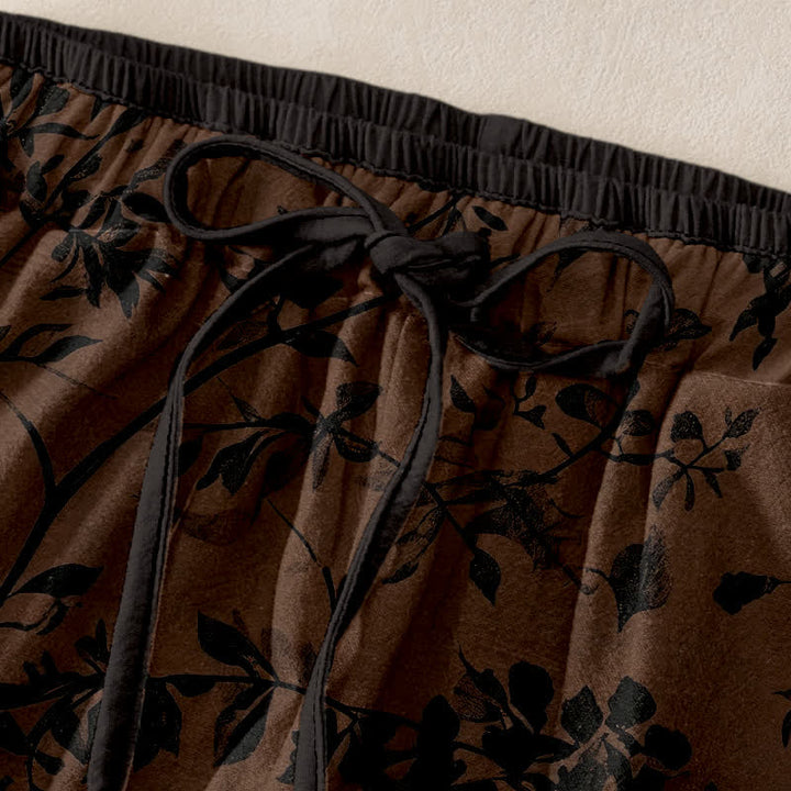 Buddha Stones 100% Cotton van puur katoen met botanisch bladpatroon, elastische Taille en Zakken. - image 1
