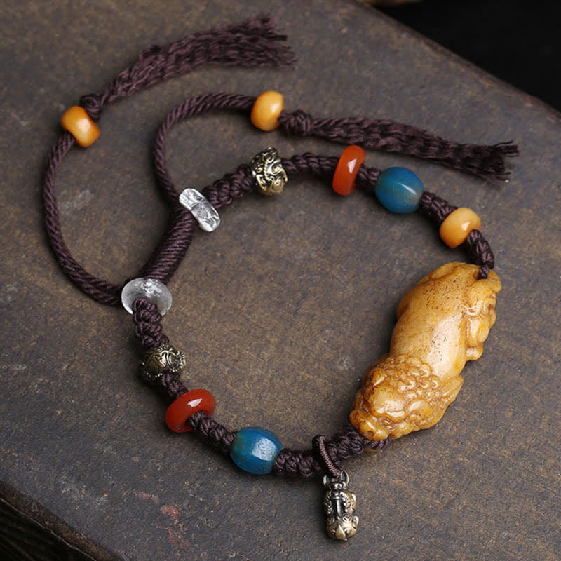 Buddha Stones Bone PiXiu gevlochten touw Armband - image 1