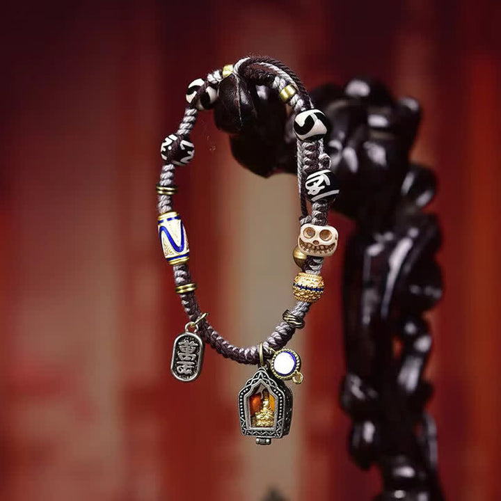 Buddha Stones Koperen Boeddha Armband van gevlochten touw, symbool van mededogen - image 2