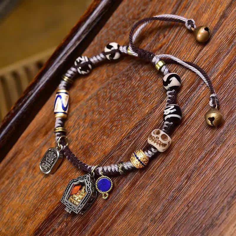Buddha Stones Koperen Boeddha Armband van gevlochten touw, symbool van mededogen - image 1