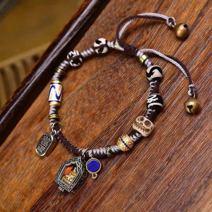 Buddha Stones Koperen Boeddha Armband van gevlochten touw, symbool van mededogen - image 1
