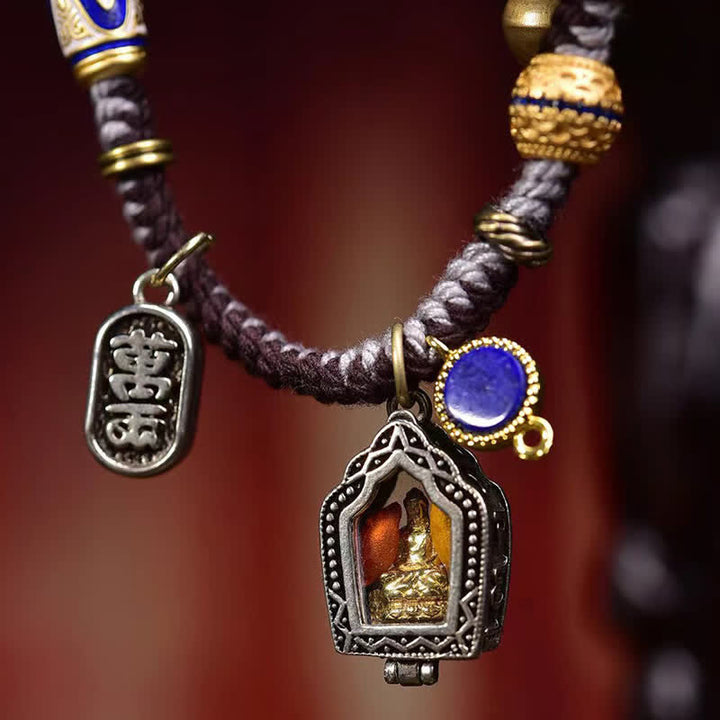 Buddha Stones Koperen Boeddha Armband van gevlochten touw, symbool van mededogen - image 4
