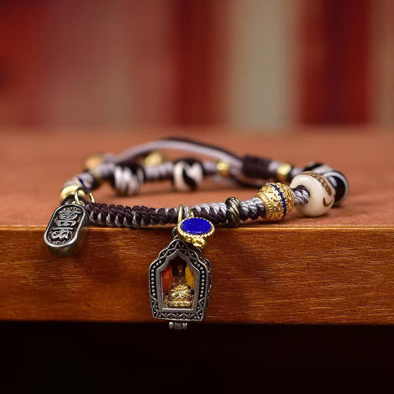 Buddha Stones Koperen Boeddha Armband van gevlochten touw, symbool van mededogen - image 3
