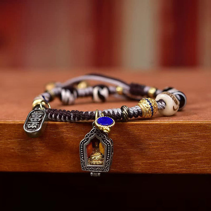 Buddha Stones Koperen Boeddha Armband van gevlochten touw, symbool van mededogen - image 3