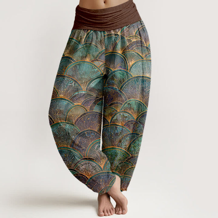 Buddha Stones Harembroek voor dames van 100% Cotton met turquoise Waaier en elastische Taille - Zadelbruin - US16, UK/AU20, EU48 (3XL) - image 5